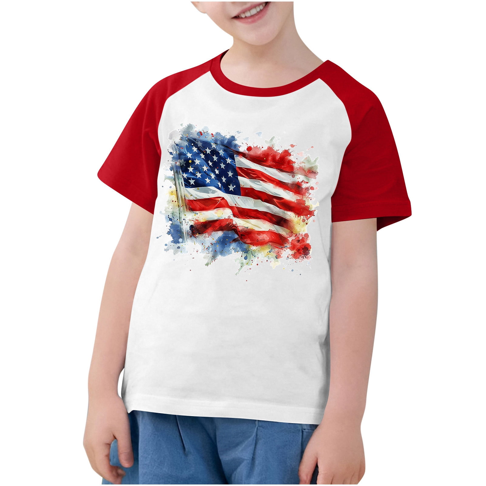 FamilyThread Kids American USA Flag Patriotic T Shirts 4th of July