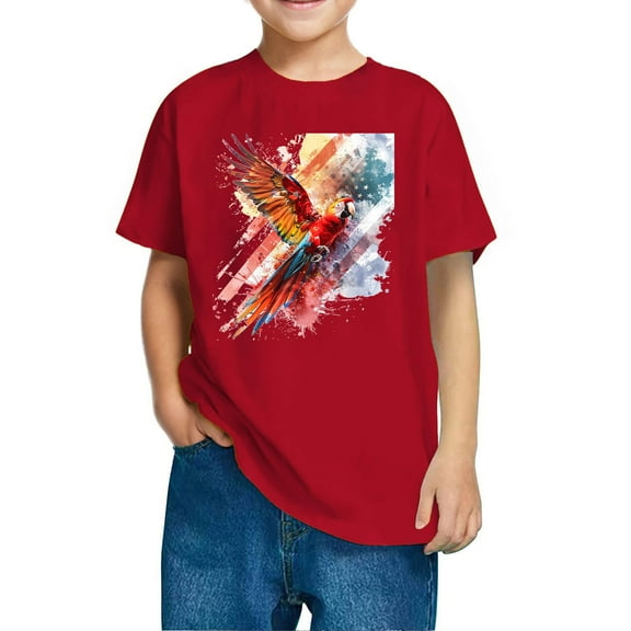 FamilyThread Kids American USA Flag Patriotic T Shirts 4th of July Summer T-Shirt for Boys Girls Short Sleeve American Flag Holiday Patriotic Tops