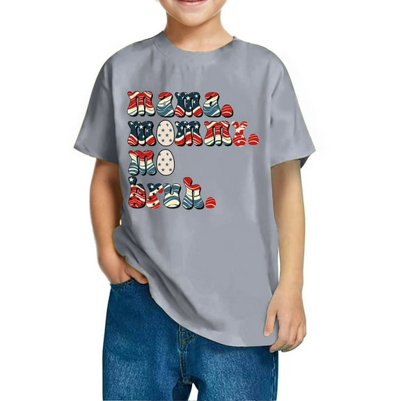 FamilyThread Kids American USA Flag Patriotic T Shirts 4th of July Summer T-Shirt for Boys Girls Short Sleeve American Flag Holiday Patriotic Tops