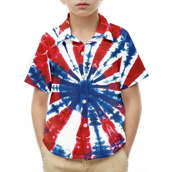 FamilyThread Kids American USA Flag Patriotic T Shirts 4th of July Summer T-Shirt for Boys Girls Short Sleeve American Flag Holiday Patriotic Tops
