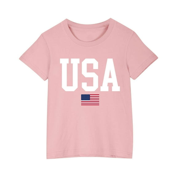 FamilyThread Kids American USA Flag Patriotic T Shirts 4th of July Summer T-Shirt for Boys Girls Short Sleeve American Flag Holiday Patriotic Tops