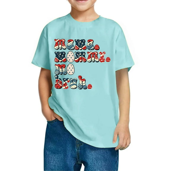 FamilyThread Kids American USA Flag Patriotic T Shirts 4th of July Summer T-Shirt for Boys Girls Short Sleeve American Flag Holiday Patriotic Tops