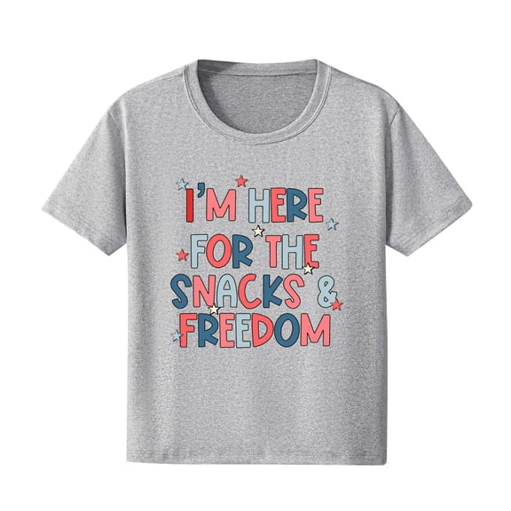 FamilyThread Kids Fourth of July Shirt for Boys Girls Red White and Blue Shirt America Flag Short Sleeve Patriotic American Flag Kids Clothing