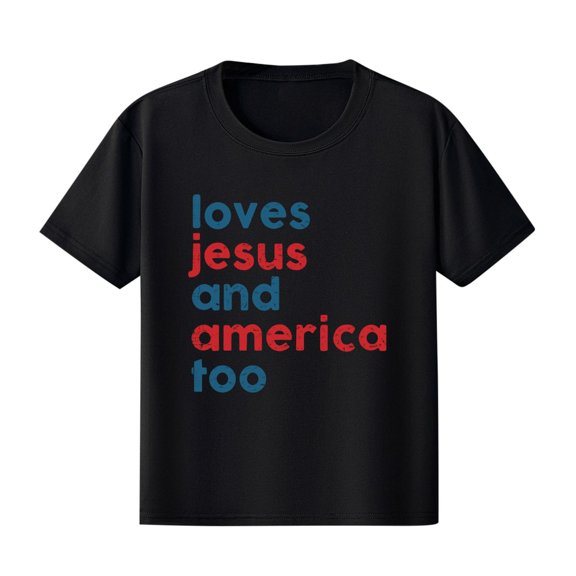 FamilyThread Kids Fourth of July Shirt for Boys Girls Red White and Blue Shirt America Flag Short Sleeve Patriotic American Flag Kids Clothing