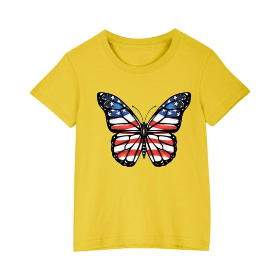 FamilyThread Kids Fourth of July Shirt for Boys Girls Red White and Blue Shirt America Flag Short Sleeve Patriotic American Flag Kids Clothing