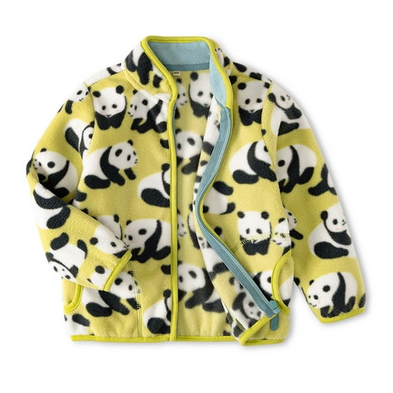 FamilyThread Kids Printed Polar Fleece Collar Jacket Toddler Baby Boys Girls Autumn Winter Warm Outerwear For 1-13Y