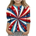 thumbnail image 1 of FamilyThread Kids Striped Shirts Short Sleeve Boy Girls July 4th Patriotic Tee Top Pattern Short Sleeve Round Neck Top T-shirt For Kids, 1 of 5