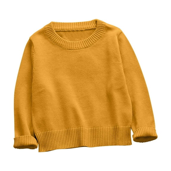 FamilyThread Kids Sweater Knit Pullover Sweatshirt Kids Long Sleeve Crew Neck Solid Color Casual Tops For 2-6Y