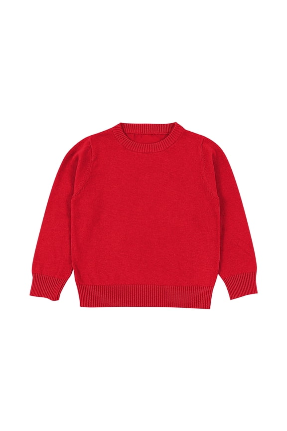 Toddler Baby Girl Boys Sweater Crew Neck Long Sleeve Candy Color Knitted Pullover Tops Autumn Winter Sweatshirt Solid Pullover Sweaters For 1-9Y