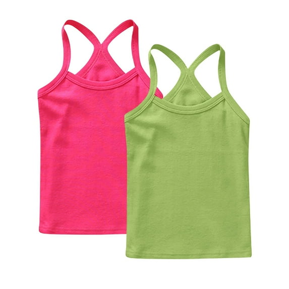 FamilyThread Toddler Baby Girls Cotton Sleeveless Tank Top Colorful Undershirts Kids 12 Months- 12Years 2-Pack