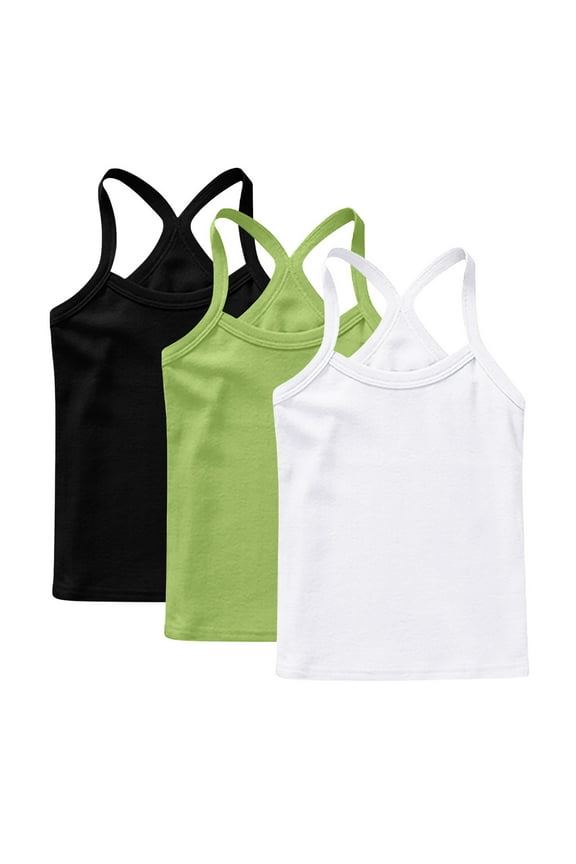 Toddler Baby Girls Cotton Sleeveless Tank Top Colorful Undershirts Kids 12 Months- 12Years 3-Pack