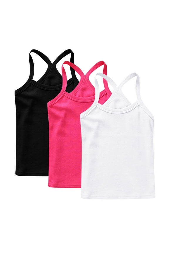 Toddler Baby Girls Cotton Sleeveless Tank Top Colorful Undershirts Kids 12 Months- 12Years 3-Pack