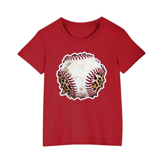 FamilyThread Toddler Girls Boys Fashionable Short Sleeve Cotton T-Shirt Baseball Print Summer Tops Crew Neck Casual Daily Shirt For 3-9Y