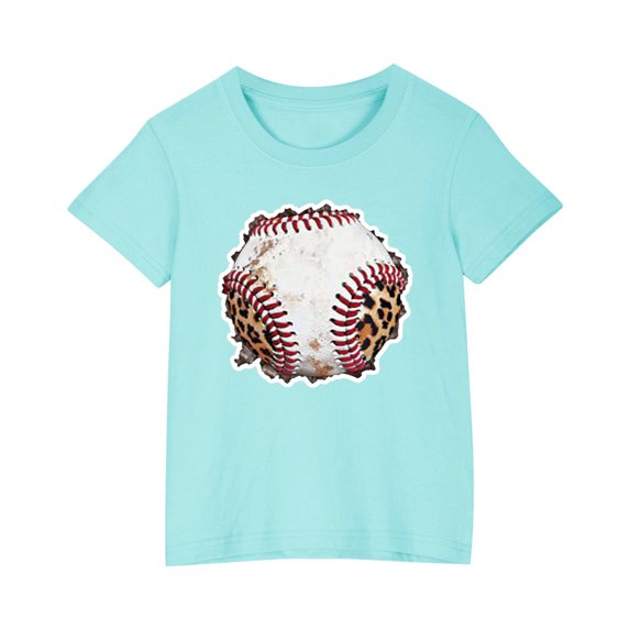 FamilyThread Toddler Girls Boys Fashionable Short Sleeve Cotton T-Shirt Baseball Print Summer Tops Crew Neck Casual Daily Shirt For 3-9Y