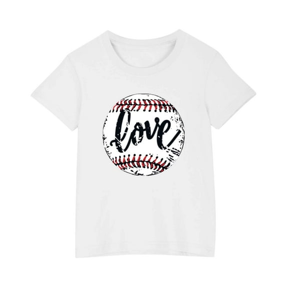 FamilyThread Toddler Girls Boys Fashionable Short Sleeve Cotton T-Shirt Baseball Print Summer Tops Crew Neck Casual Daily Shirt For 3-9Y