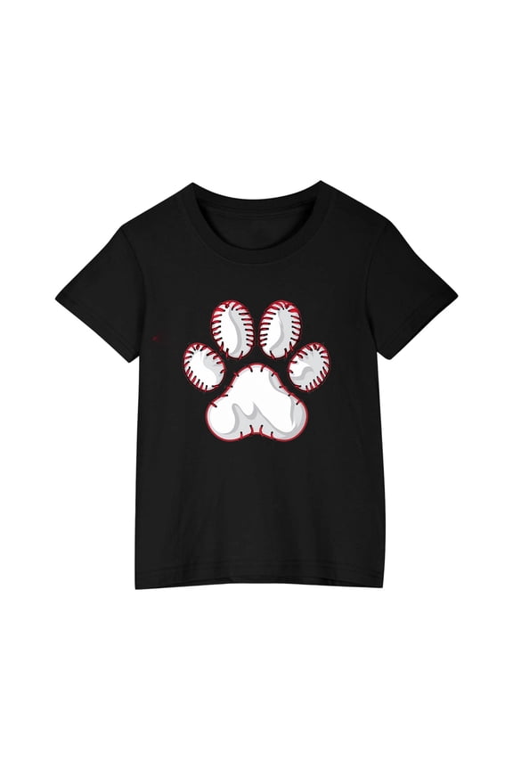 Toddler Girls Boys Rugby Short Sleeve Cotton T-Shirt Cute Print Summer Tops Crew Neck Casual Daily Shirt For 3-9Y