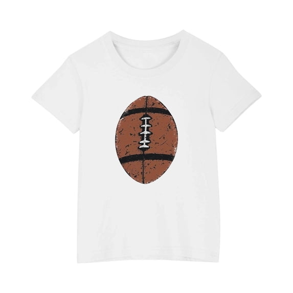 FamilyThread Toddler Girls Boys Rugby Short Sleeve Cotton T-Shirt Fashion Print Summer Tops Crew Neck Casual Daily Shirt For 3-9Y