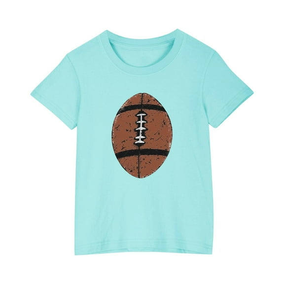 FamilyThread Toddler Girls Boys Rugby Short Sleeve Cotton T-Shirt Fashion Print Summer Tops Crew Neck Casual Daily Shirt For 3-9Y