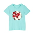 thumbnail image 1 of FamilyThread Toddler Girls Boys Summer Short Sleeve Cotton T-Shirt Bowknot Print Tops Crew Neck Casual Daily Shirt For 3-9Y, 1 of 5