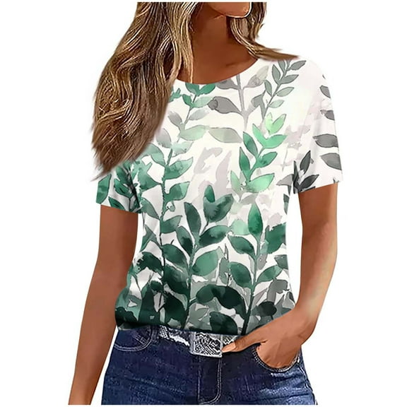 FamilyThread Women Graphic Tees Short Sleeve Crew Neck Summer Tops Funny Printed Loose Casual T Shirts