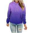 thumbnail image 1 of FamilyThread Women's Casual Hoodies Long Sleeve Sweatshirts Gradient Color Cowl Neck Drawstring Hooded Pullover Top with Pockets, 1 of 5