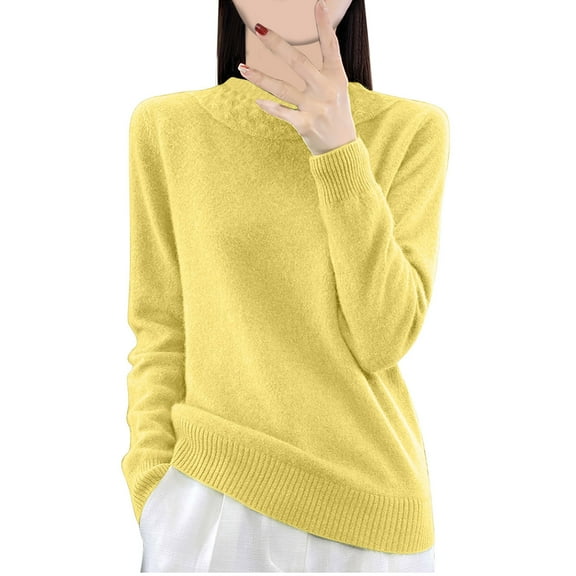 FamilyThread Women's Classic Long Sleeve Crew Neck Lightweight Knit Sweater Fall Pullover Top Cable Loose Casual Sweater Solid Color Comfy Clothes