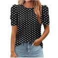 thumbnail image 1 of FamilyThread Women's Summer Short Sleeve Polka Dot Crewneck Solid Color Blouse Casual Shirt Tops Tops, 1 of 5