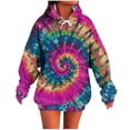 thumbnail image 1 of FamilyThread Women's Tie Dye Crewneck Long Sleeve Pullover Oversized Shirt Lightweight Sweatshirt Casual Loose Trendy Fashion Printed Tops With Pockets, 1 of 5