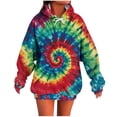 thumbnail image 1 of FamilyThread Women's Tie Dye Crewneck Long Sleeve Pullover Oversized Shirt Lightweight Sweatshirt Casual Loose Trendy Fashion Printed Tops With Pockets, 1 of 5