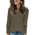 thumbnail image 1 of FamilyThread Women's V Neck Long Sleeve Shirts Casual Fall Tops Lightweight Tunic Solid Color Sweaters Fashion Clothes, 1 of 8