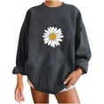 thumbnail image 1 of FamilyThread Womens Long Sleeve Oversized Crewneck Lightweight Sweatshirt Fashion Sunflower Graphic Pullover Casual Tops, 1 of 3