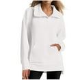 thumbnail image 1 of FamilyThread Womens Long Sleeve Quarter Zip Pullover Solid Sweatshirts With Pocket Casual Lapel Zipper Collared Ribbed Knit Shirts, 1 of 8