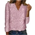 thumbnail image 1 of FamilyThread Womens Sequin Tops V Neck Sparkly Glitter Blouses Trendy Long Sleeve Holiday Evening Party Shiny Dressy Shirts, 1 of 6