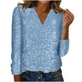 thumbnail image 1 of FamilyThread Womens Sequin Tops V Neck Sparkly Glitter Blouses Trendy Long Sleeve Holiday Evening Party Shiny Dressy Shirts, 1 of 6