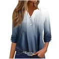 thumbnail image 1 of FamilyThread Womens V Neck Puff Long Sleeve Button Down Tunic Pleated Blouses Fall Tops Ruffle Cuffs Dressy Casual T-Shirts, 1 of 5