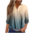 thumbnail image 1 of FamilyThread Womens V Neck Puff Long Sleeve Button Down Tunic Pleated Blouses Fall Tops Ruffle Cuffs Dressy Casual T-Shirts, 1 of 5