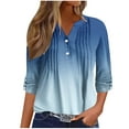 thumbnail image 1 of FamilyThread Womens V Neck Puff Long Sleeve Button Down Tunic Pleated Blouses Fall Tops Ruffle Cuffs Dressy Casual T-Shirts, 1 of 5