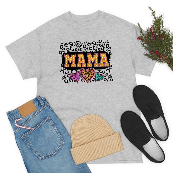 Familyloveshop LLC Mama Leopard T-shirt, Mama Leopard Sweatshirt, Mama Valentine Shirt, Mama Hearts Shirt, Gift For Mom, Women T-shirt