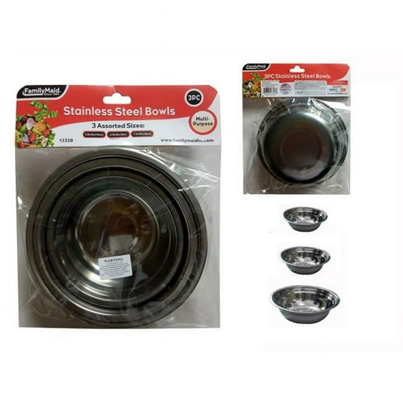 Familymaid 13328 5.5, 6.3 & 7 in. Stainless Steel Bowl, 3 Piece - Pack of 144
