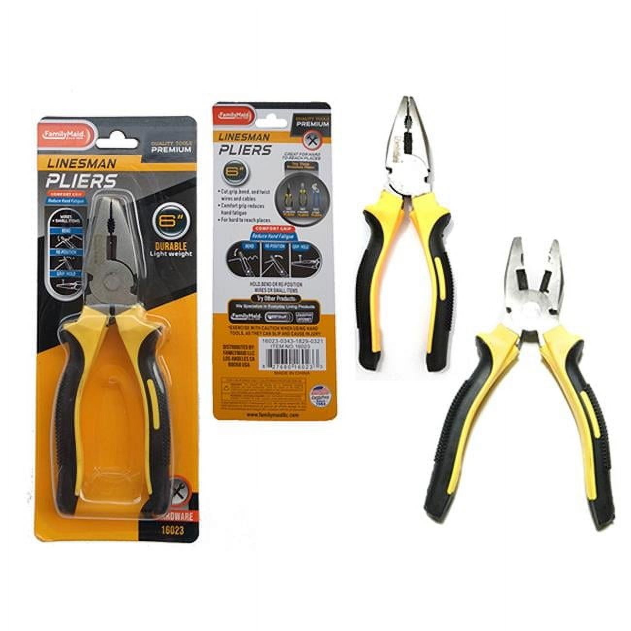 Familymaid 16023 6 in. Basic Linesman Pliers, Black & Yellow - Walmart.com