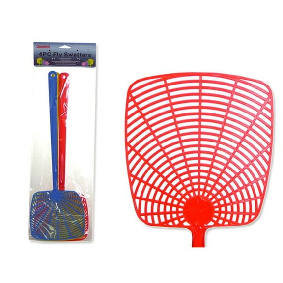 Familymaid 19545 17.25 in. Square Pink, Blue & Red Yellow Fly Swatters, 4 Piece - Pack of 144