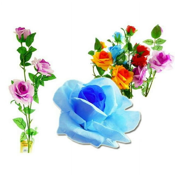 Familymaid 27182 3 Heads with 8 Leaf Rose, 6 Assorted Colors - Pack of 144