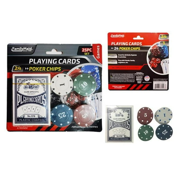 Familymaid 34593 Playing Cards Plus 24 Poker Chips