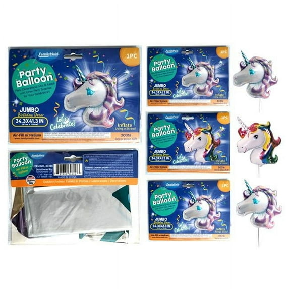 Familymaid 30316 39.3 in. Unicorn Balloon, 3 Assorted Design