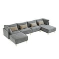thumbnail image 1 of Familymill  143'' U-Shaped Fabric Modular Sectional Sofa Couch with 2 Removable Ottoman and 4 Pillows, 1 of 10