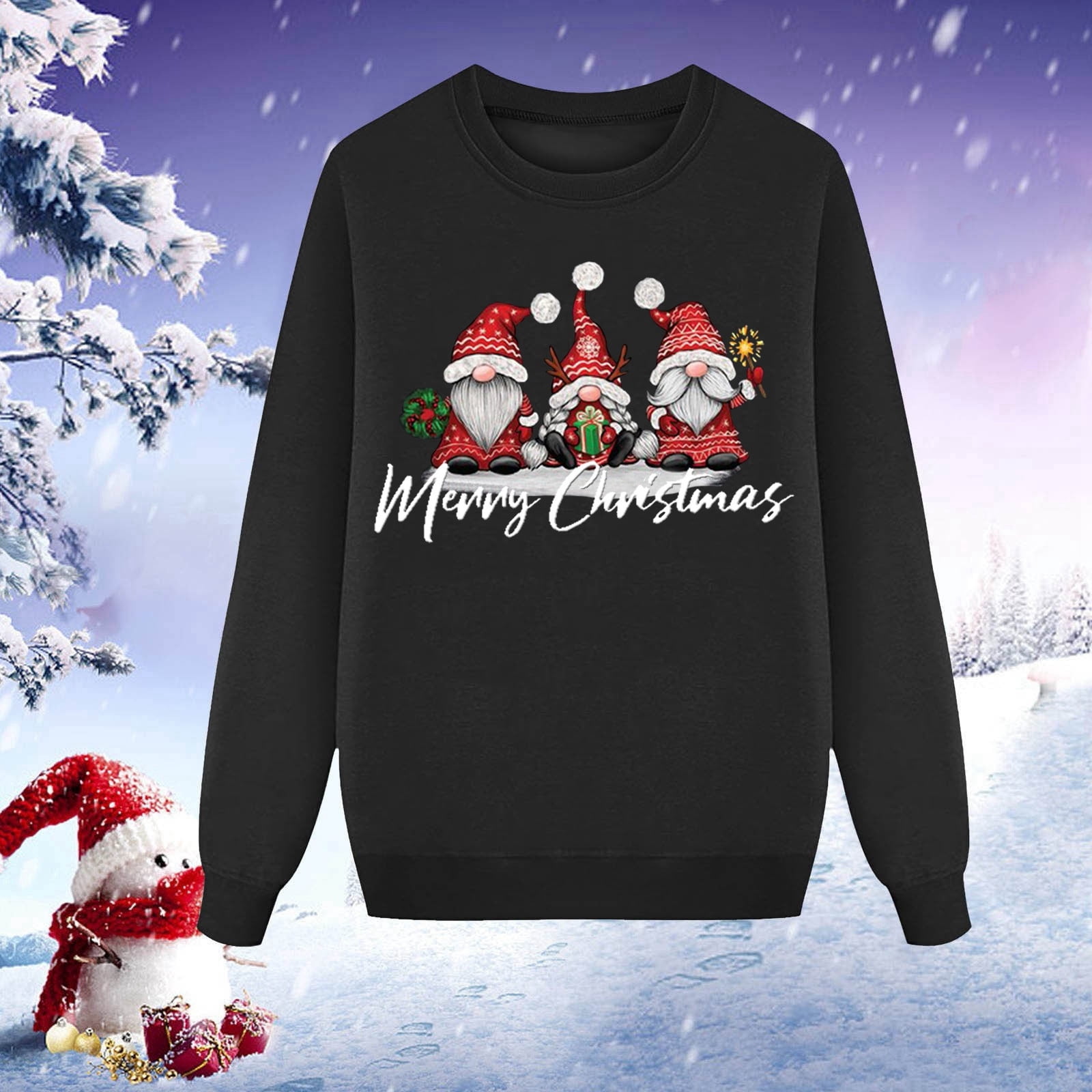 "Just A Girl Who Loves Christmas" Women's Funny Sweatshirt - Cozy Crewneck Pullover Holiday Top - View #9