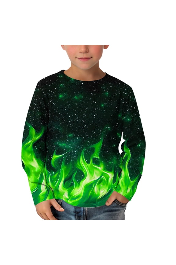Boys Girls Shirts Graphic T-Shirt Neon Clothes Kids Novelty Youth Long Sleeve Tees For 3-14Y