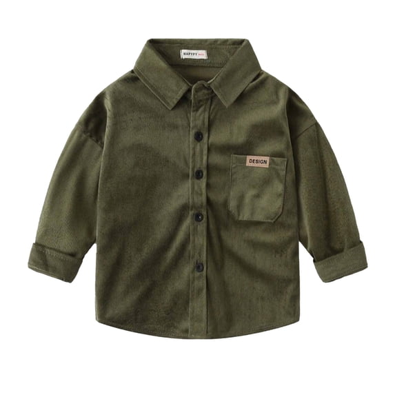 Familythread Boys Ripped Flap Pocket Button Front Long Striped Sleeve Collared Jacket Long Sleeve For 3-8Y