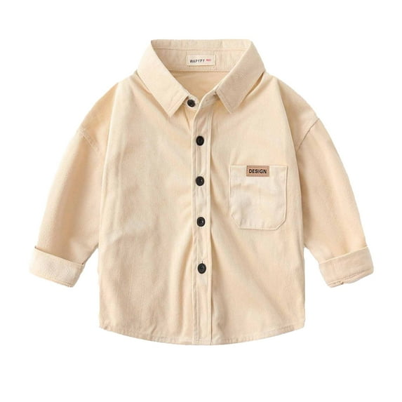 Familythread Boys Ripped Flap Pocket Button Front Long Striped Sleeve Collared Jacket Long Sleeve For 3-8Y