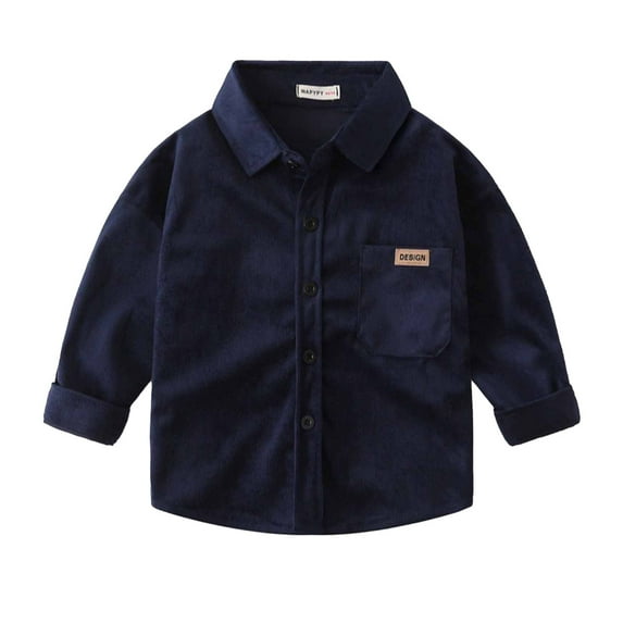 Familythread Boys Ripped Flap Pocket Button Front Long Striped Sleeve Collared Jacket Long Sleeve For 3-8Y